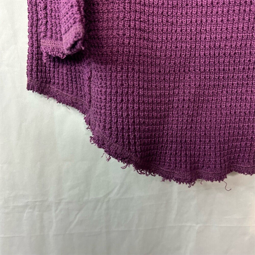 Free People Sweater Womens XS Purple Waffle Knit Cold Shoulder Tunic Top NWT - Picture 5 of 14